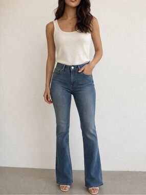 FRAME Y2K Le Mini High Rise Bootcut Jeans Size 28 Blue Stretch 10” Rise